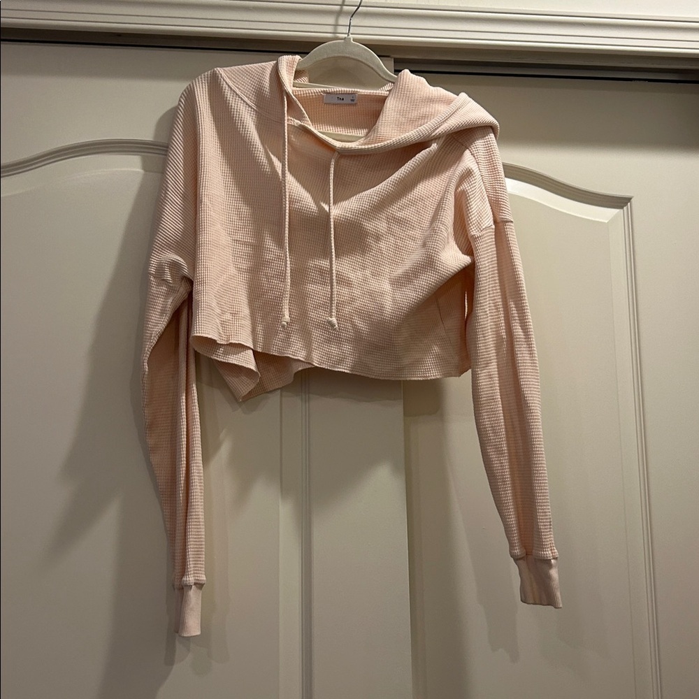 TNA Aritzia Cropped Waffle Knit Hoodie